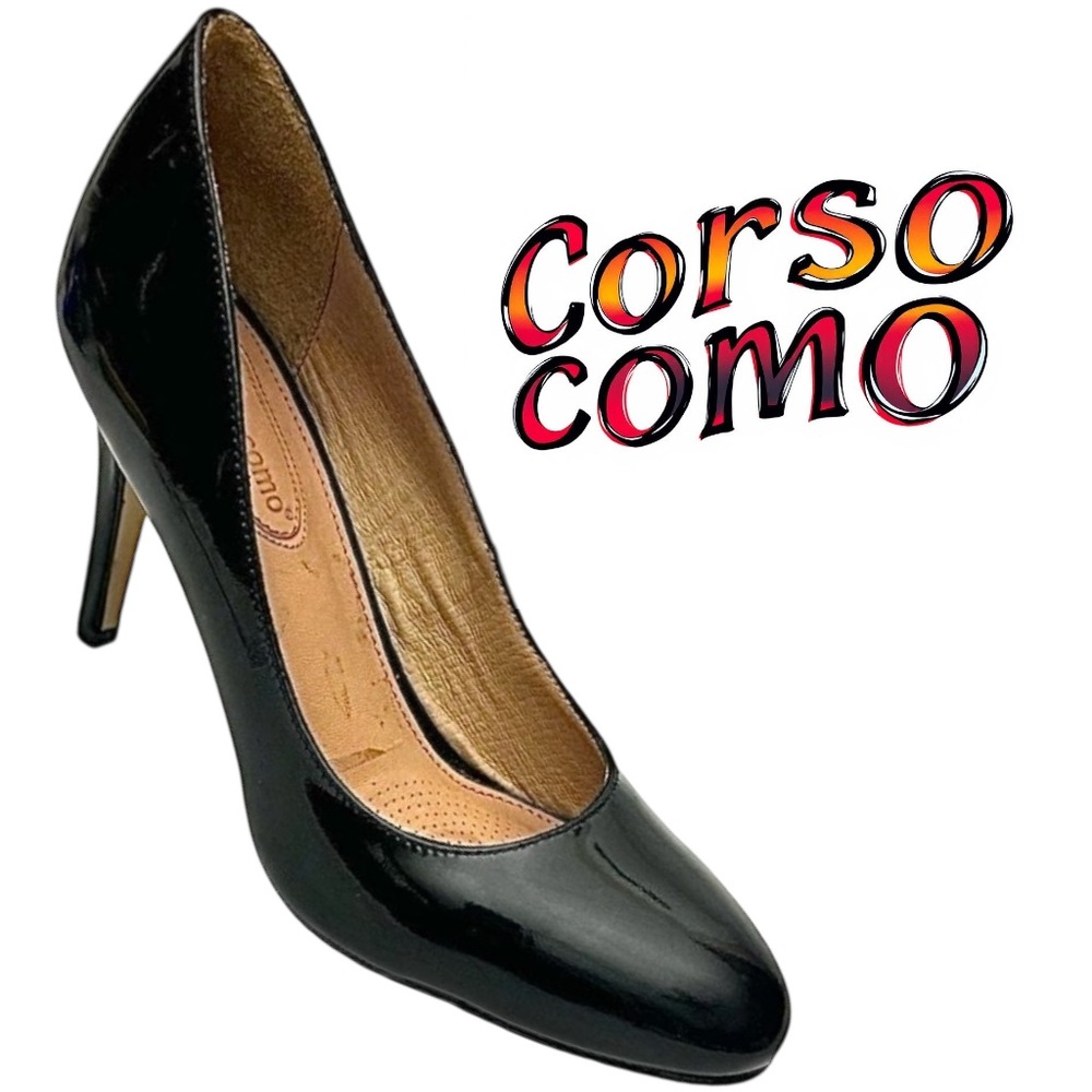 Corso Como Women’s Black Patent Leather Heeled Pumps Size 7 Medium 3 1/2” Heel